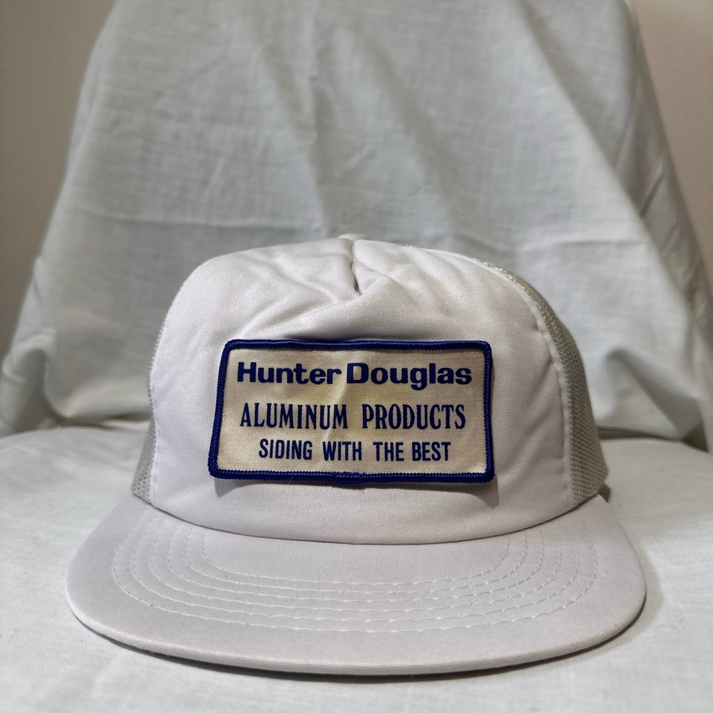 Vintage Hunter Douglas White Trucker Hat